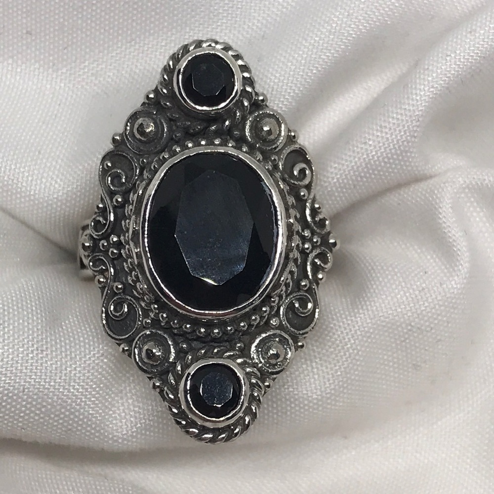 Black Tourmaline with Black Spinel Ring